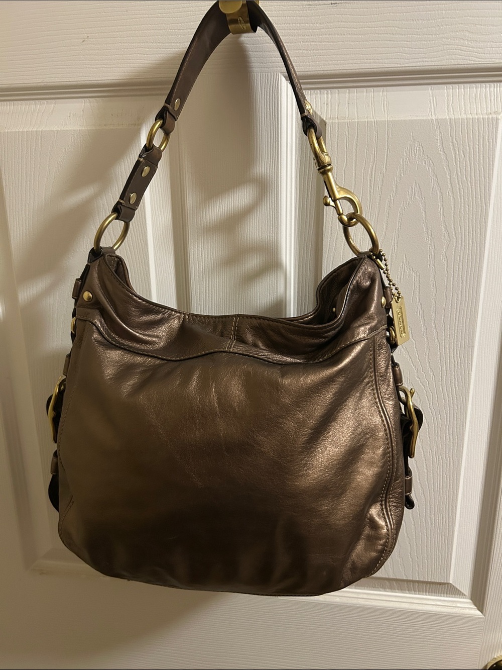 Coach Metallic Bronze Leather Shoulder Bag with Gold Hardware - Picture 7 of 11